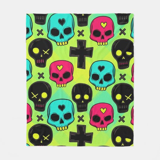 Skull Pattern Fleece Blanket フリースブランケット (正面)