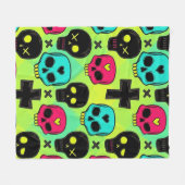 Skull Pattern Fleece Blanket フリースブランケット (正面(横))