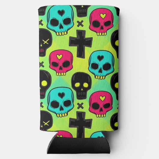 Skull Pattern Foam Can/Bottle Cooler スリム缶クーラー (裏面)