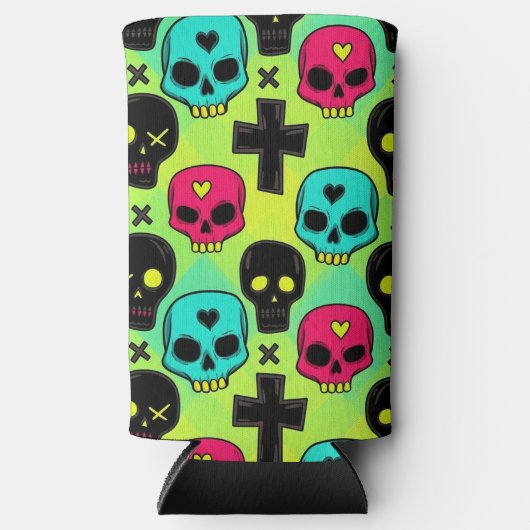 Skull Pattern Foam Can/Bottle Cooler スリム缶クーラー (正面)