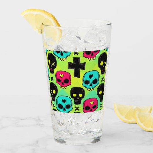 Skull Pattern Glass Cup タンブラーグラス (アイス正面)