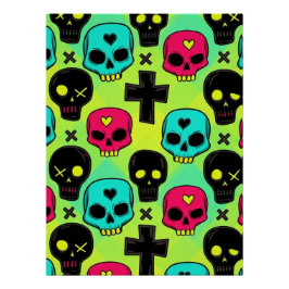 Skull Pattern Glossy Poster ポスター