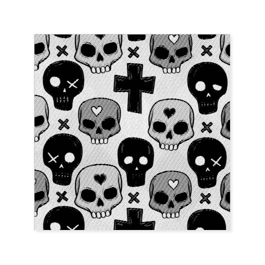 Skull Pattern Self Inking Rubber Stamp セルフインキングスタンプ (デザイン)