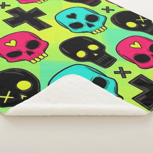 Skull Pattern Sherpa Blanket シェルパブランケット (3/4)