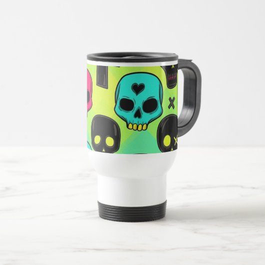 Skull Pattern Travel/Commuter Mug トラベルマグ (正面右)
