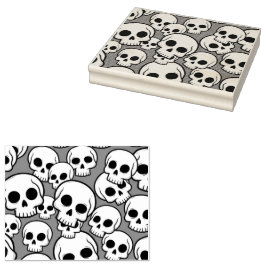 Skull Pattern Wood Art Stamp ラバースタンプ