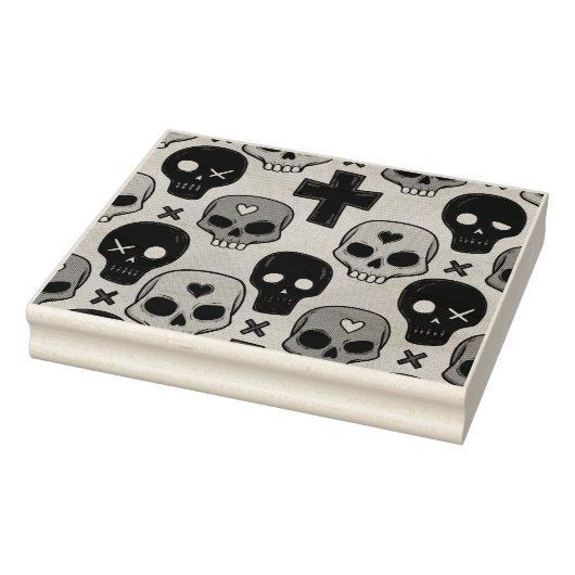Skull Pattern Wood Art Stamp ラバースタンプ (スタンプ)