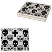 Skull Pattern Wood Art Stamp ラバースタンプ (押印)