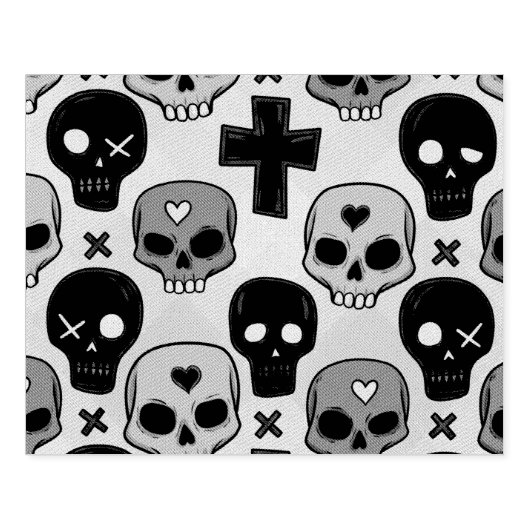 Skull Pattern Wood Art Stamp ラバースタンプ (インプリント)
