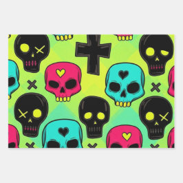 Skull Pattern Wrapping Paper Sheet Set ラッピングペーパーシート