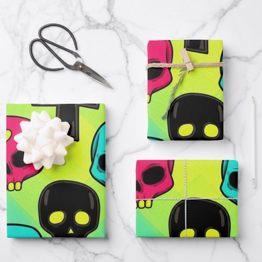 Skull Pattern Wrapping Paper Sheet Set ラッピングペーパーシート (正面)