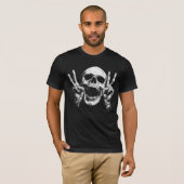 Skull Peace Hands, Dark Gothic Halloween Tシャツ (正面フル)