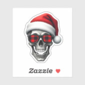 Skull Plaid Santa Hat Christmas Pajama Cool Skelet シール (シート)