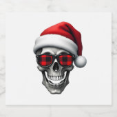 Skull Plaid Santa Hat Christmas Pajama Cool Skelet スパークリングワインラベル (シングルラベル)