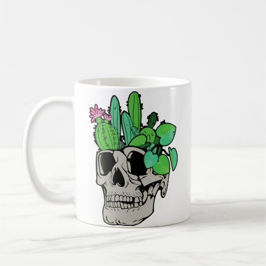 Skull Plant  Cute Garden Doll Planters Funny Garde コーヒーマグカップ (左)