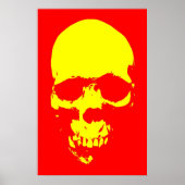 Skull Pop Art Poster - Red & Yellow ポスター (正面)