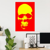 Skull Pop Art Poster - Red & Yellow ポスター (ホームオフィス)