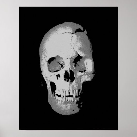Skull Poster - Black & White Pop Art, Fantasy Art ポスター (正面)