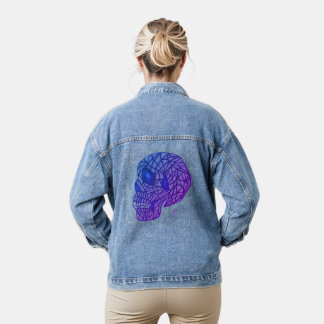 Skull Print Denim Jacket In Purples and Blues デニムジャケット