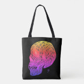 Skull Print Tote Bag With Sunset Colors Skull トートバッグ (裏面)