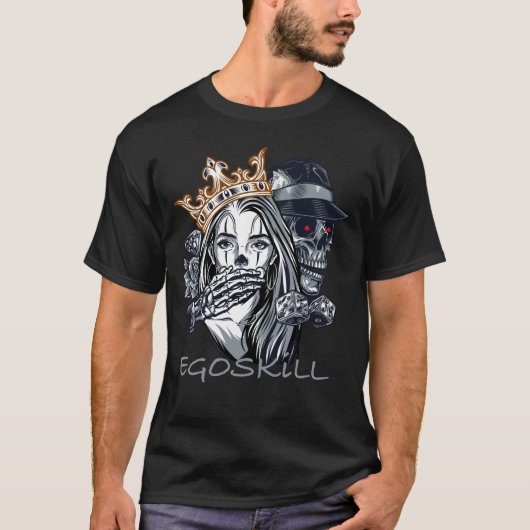 Skull Queen & Dice – EGOSKILL Design Tシャツ (正面)