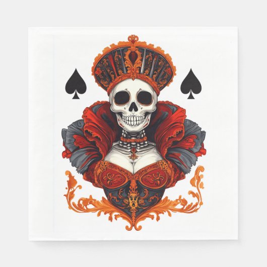 Skull Queen of Spades スタンダードランチョンナプキン (正面)