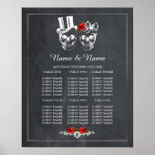 Skull Red Rose Table Plan Wedding Poster Seating ポスター (正面)