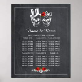 Skull Red Rose Table Plan Wedding Poster Seating ポスター