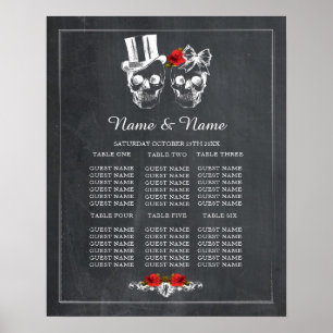 Skull Red Rose Table Plan Wedding Poster Seating ポスター