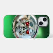 SKULL RIDERS モノグラム グリーン iPhone 15ケース (裏面横)