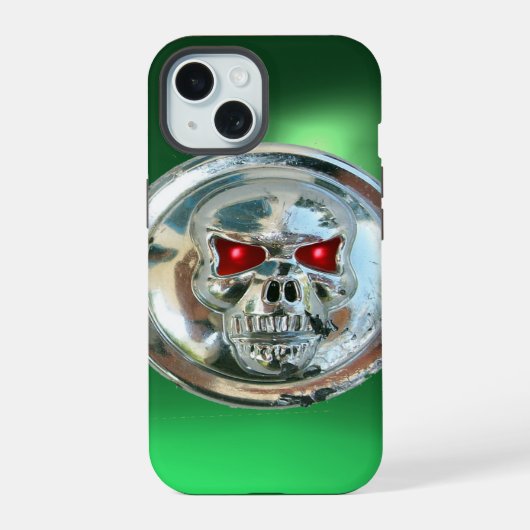 SKULL RIDERS モノグラム グリーン iPhone 15ケース (裏面)