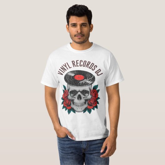 skull rocker head record player tシャツ (正面フル)