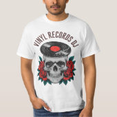 skull rocker head record player tシャツ (正面)