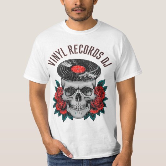 skull rocker head record player tシャツ (正面)