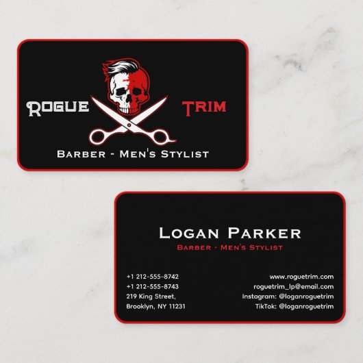 Skull Scissor Modern Barber Shop 名刺 (正面/裏面)