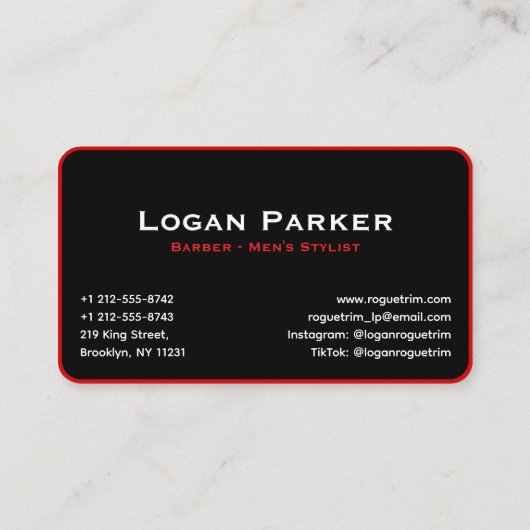 Skull Scissor Modern Barber Shop 名刺 (裏面)