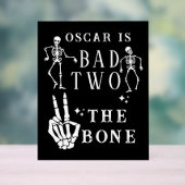 Skull Skeleton Bad to the Bone 2nd Birthday  アクリルサイン (ニュートラル)