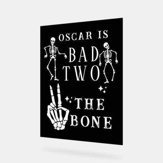 Skull Skeleton Bad to the Bone 2nd Birthday  アクリルサイン (傾斜)