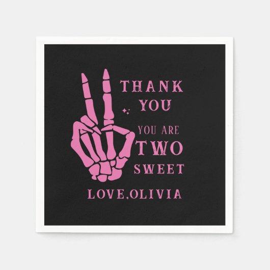 Skull Skeleton Bad to the Bone 2nd Birthday  スタンダードカクテルナプキン (正面)