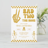 Skull Skeleton Bad to the Bone 2nd Birthday 招待状 (スタンド正面)