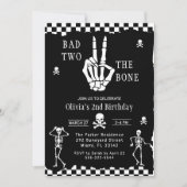 Skull Skeleton Bad to the Bone 2nd Birthday  招待状 (正面)
