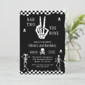 Skull Skeleton Bad to the Bone 2nd Birthday 招待状 (スタンド正面)