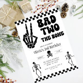 Skull Skeleton Bad to the Bone 2nd Birthday 招待状
