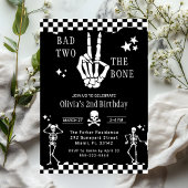 Skull Skeleton Bad to the Bone 2nd Birthday 招待状