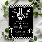 Skull Skeleton Bad to the Bone 2nd Birthday 招待状