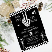 Skull Skeleton Bad to the Bone 2nd Birthday 招待状