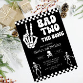 Skull Skeleton Bad to the Bone 2nd Birthday 招待状