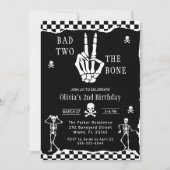Skull Skeleton Bad to the Bone 2nd Birthday 招待状 (正面)