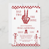 Skull Skeleton Bad to the Bone 2nd Birthday  招待状 (正面)