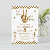 Skull Skeleton Bad to the Bone 2nd Birthday 招待状 (スタンド正面)